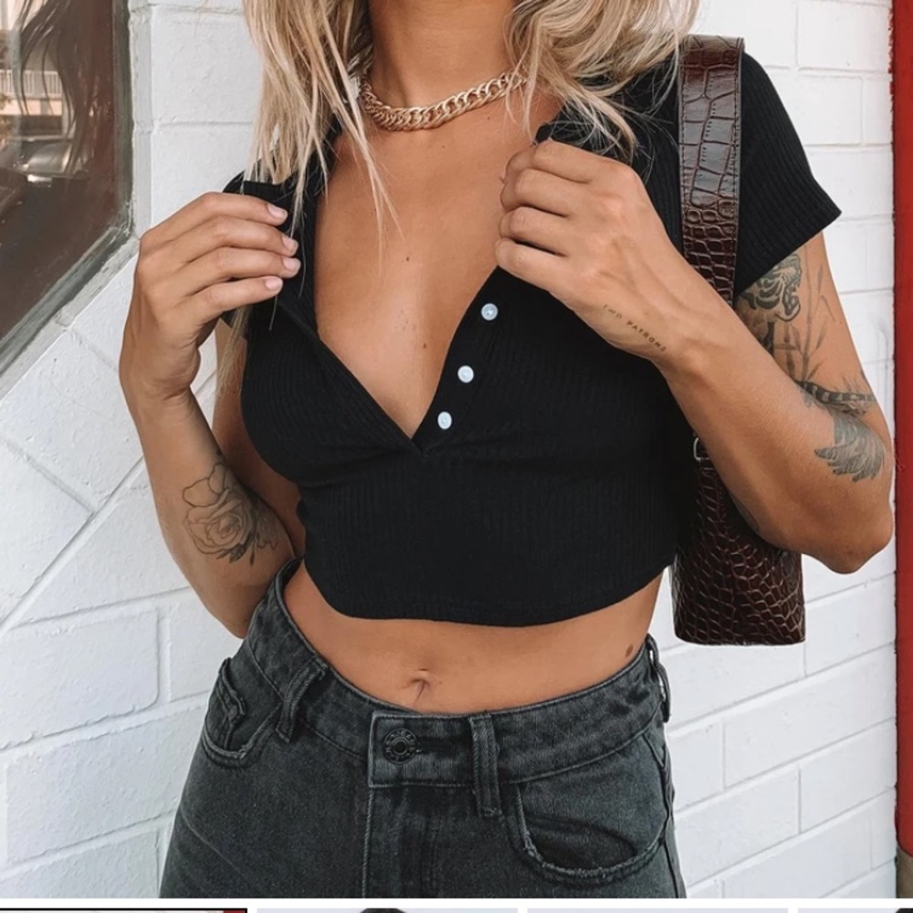 Princess Polly black crop top